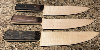 Wooden cake knives from the Crimson Moon Farm woodshop
